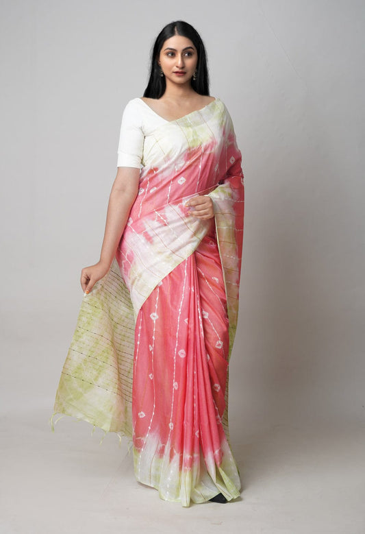 Handcrafted Shibori & Bandhani Technique Saree