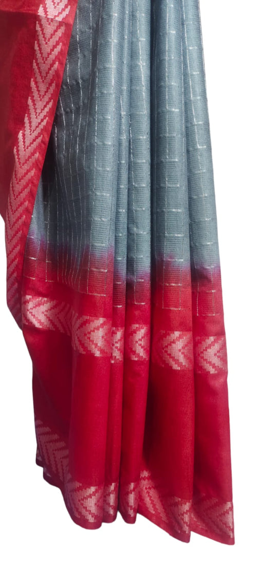 Mini Checks Kota Silk Saree With Hand Shibori