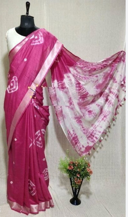 Handcrafted Shibori & Bandhani Technique Saree
