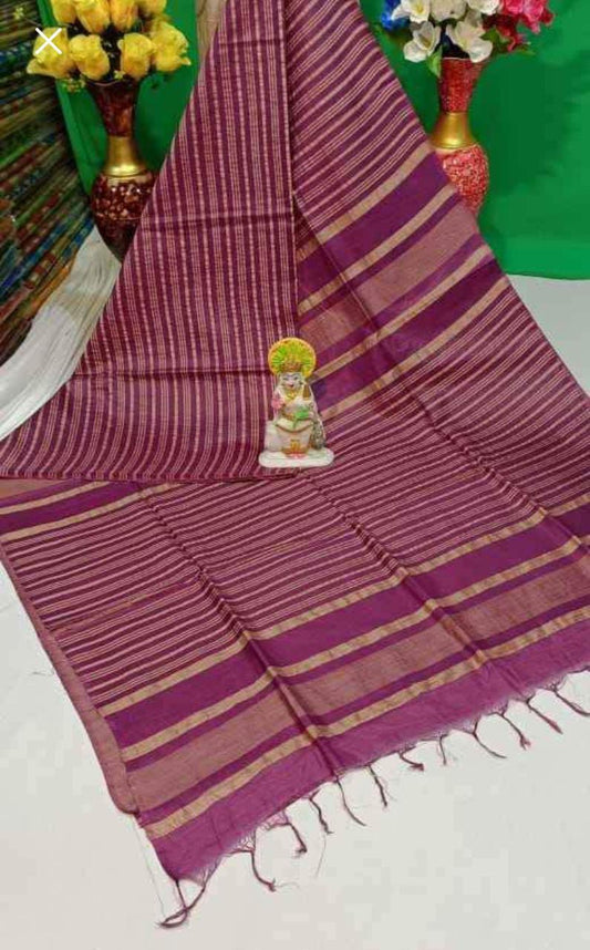 Stripe Checks Silk Blended Saree