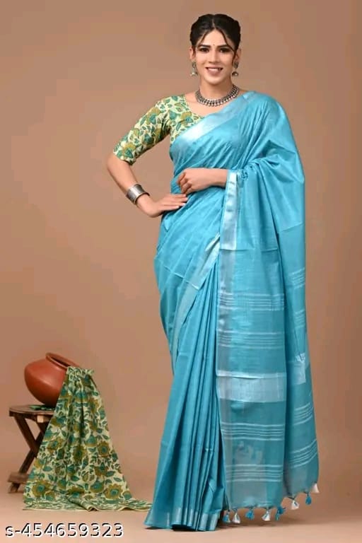 Plain Dye Silk Blended Saree