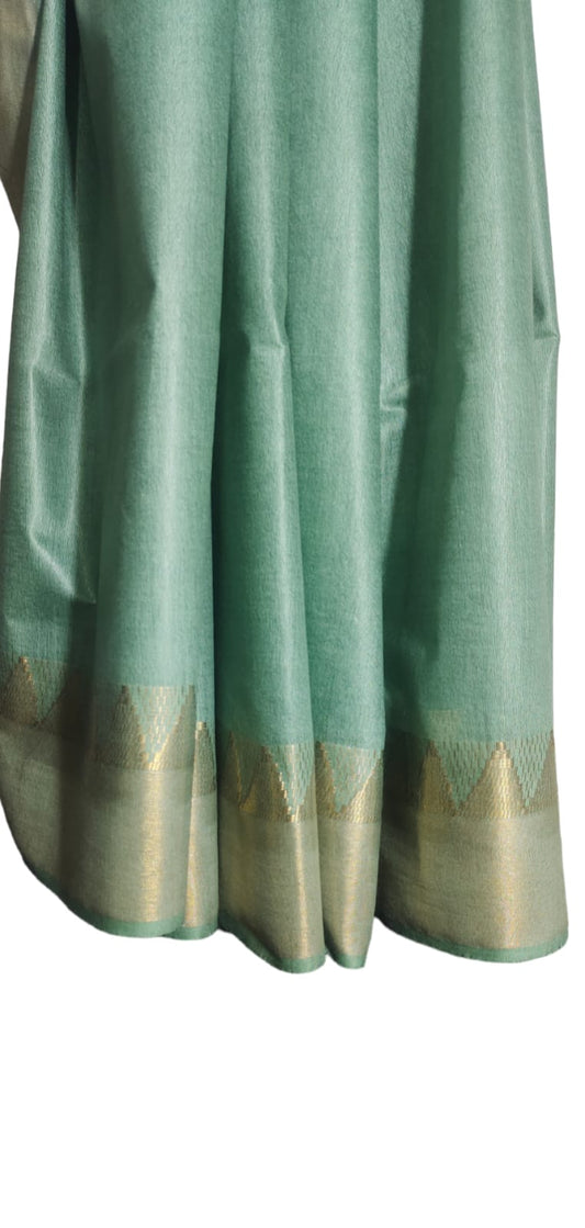 Temple Border Silk Blended Saree