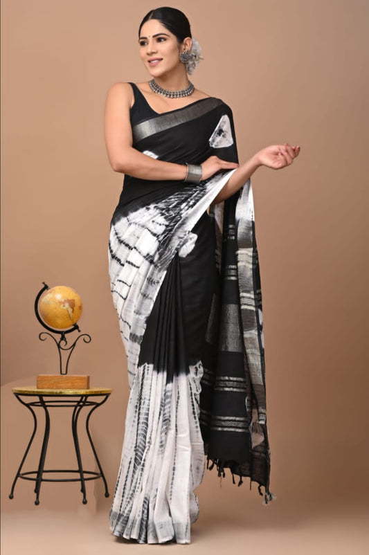 Handcrafted Shibori & Bandhani Technique Saree