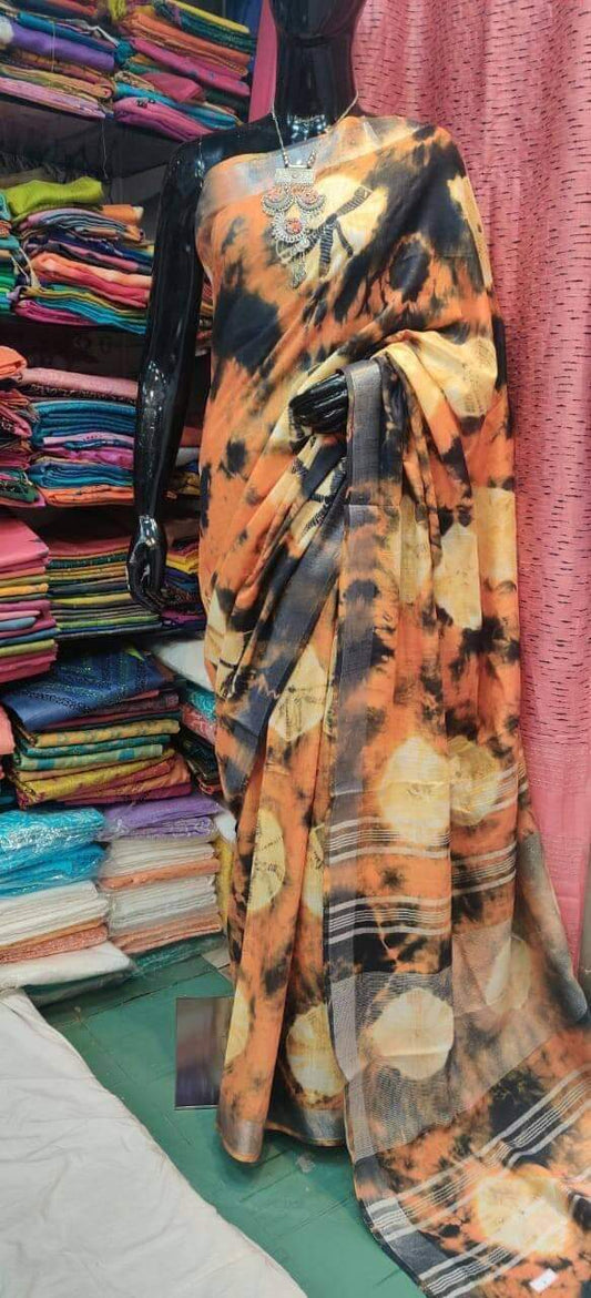 Handcrafted Shibori & Bandhani Technique Saree