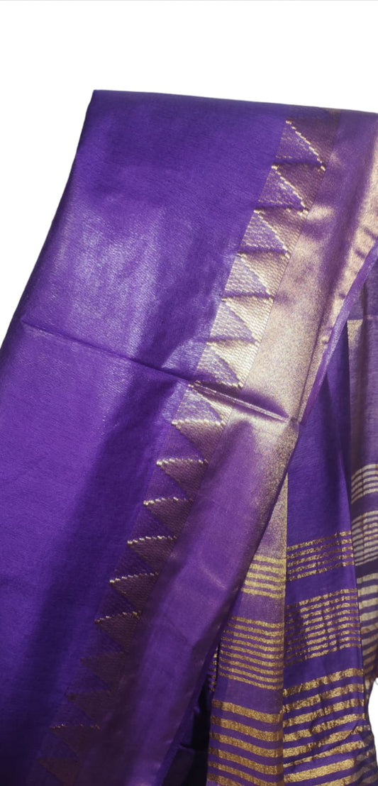 Temple Border Silk Blended Saree