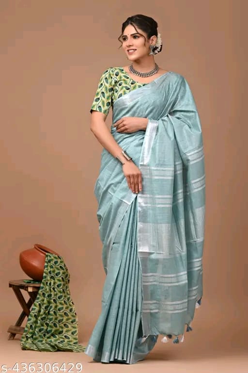 Plain Dye Silk Blended Saree
