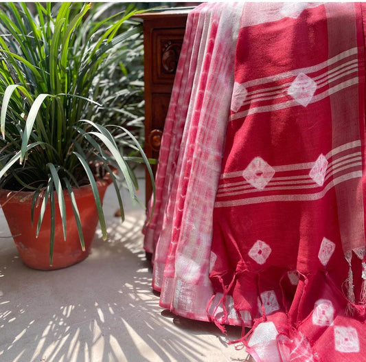 Handcrafted Shibori & Bandhani Technique Saree