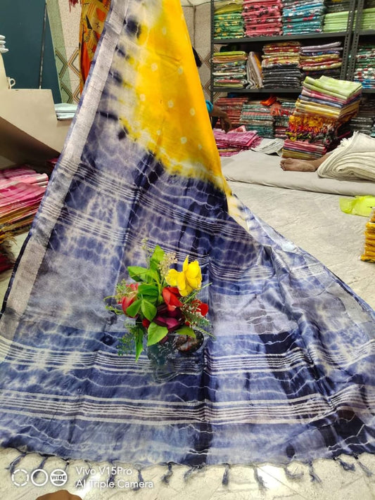 Handcrafted Shibori & Bandhani Technique Saree