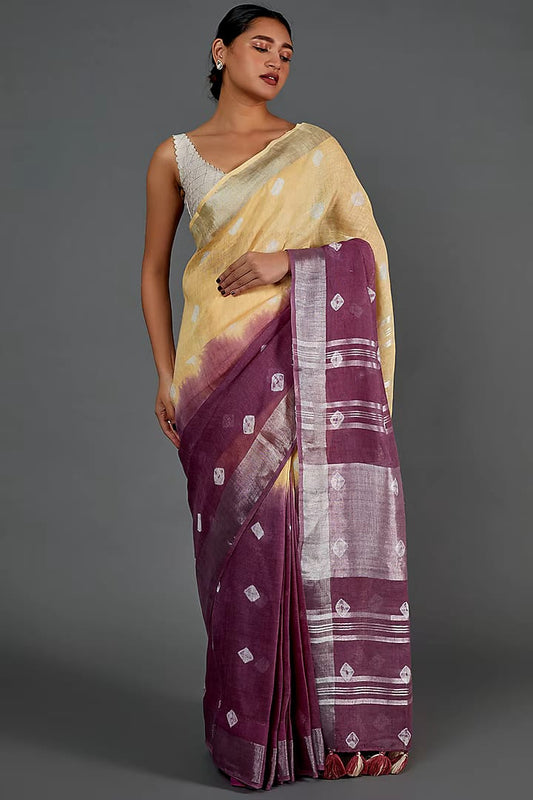 Handcrafted Shibori & Bandhani Technique Saree