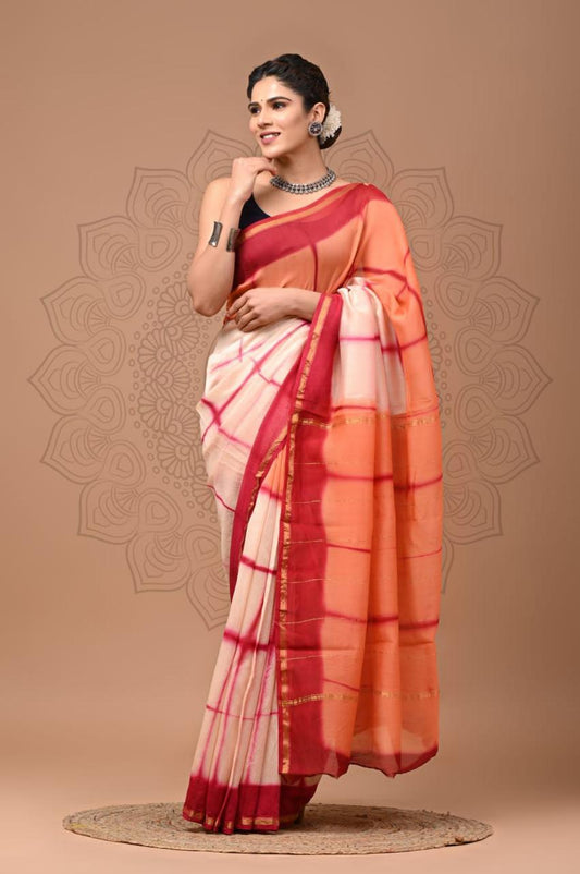 Hand Block Print Saree on Chanderi Silk