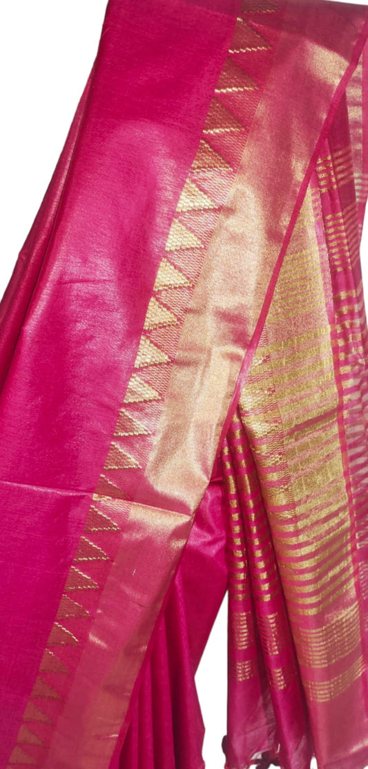 Temple Border Silk Blended Saree