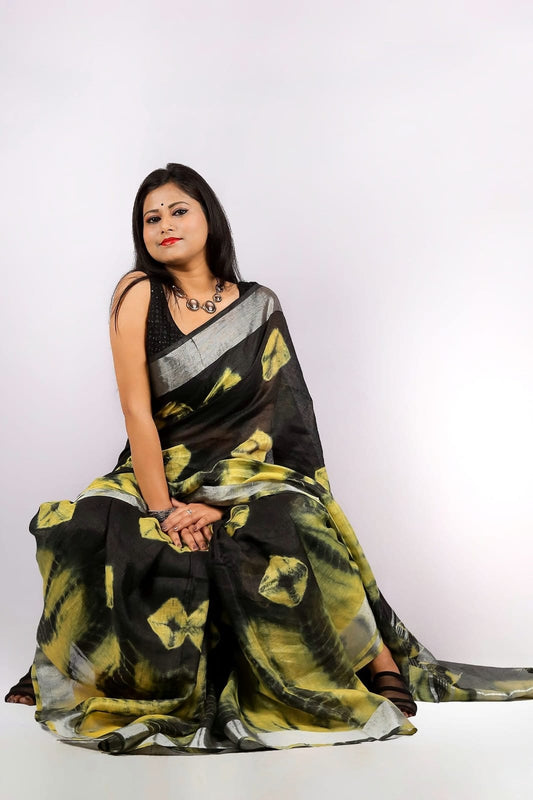 Handcrafted Shibori & Bandhani Technique Saree