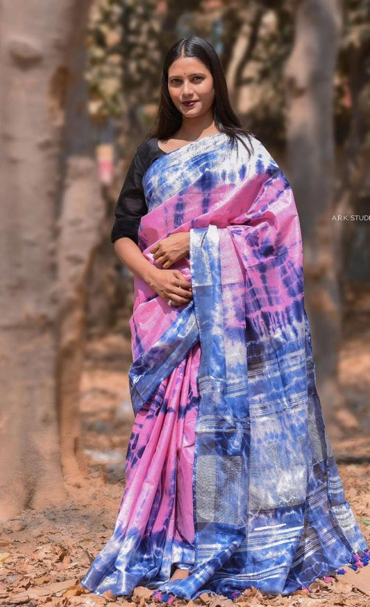 Handcrafted Shibori & Bandhani Technique Saree