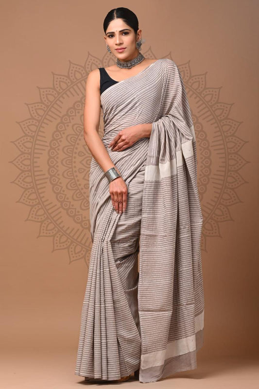 Hand Block Printing Saree with Miscellaneous Dyes