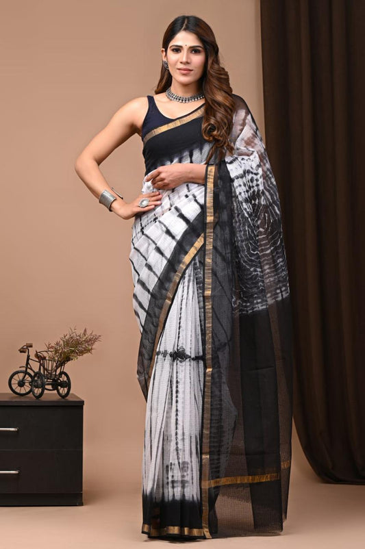 Hand Block Printing Saree on Kota Silk
