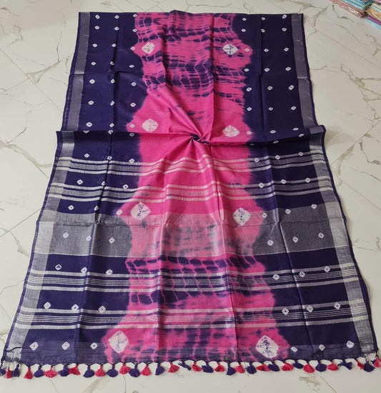 Handcrafted Shibori & Bandhani Technique Saree