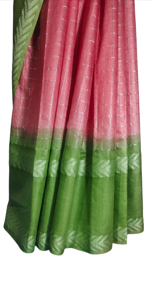 Mini Checks Kota Silk Saree With Hand Shibori