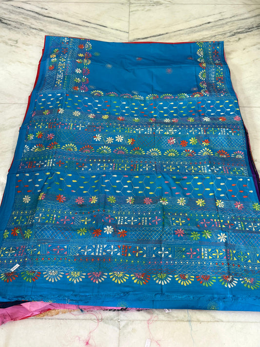 Lambani Hand Crafted Kantha Stitch Saree