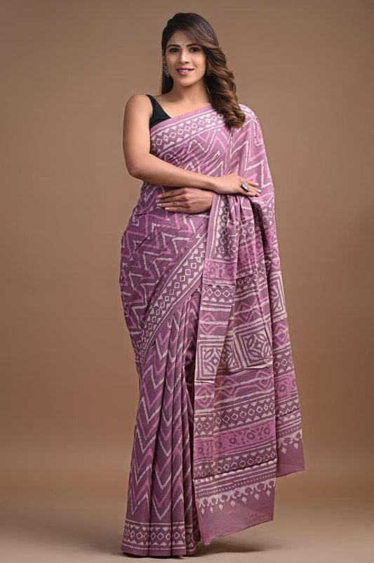 Hand Block Printing Saree with Miscellaneous Dyes