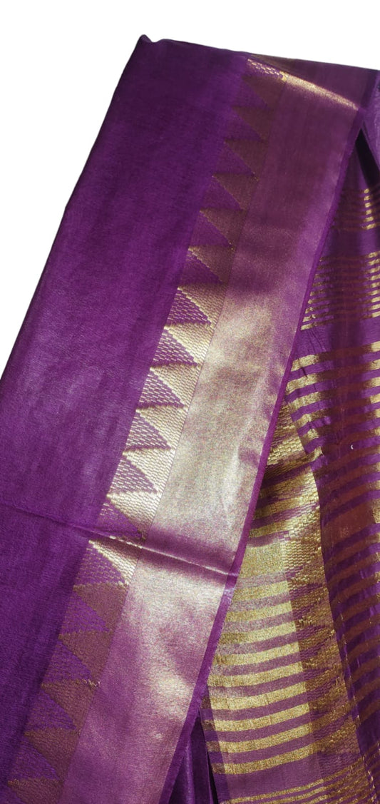 Temple Border Silk Blended Saree