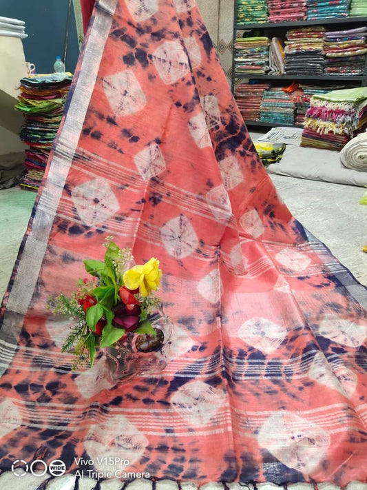 Handcrafted Shibori & Bandhani Technique Saree