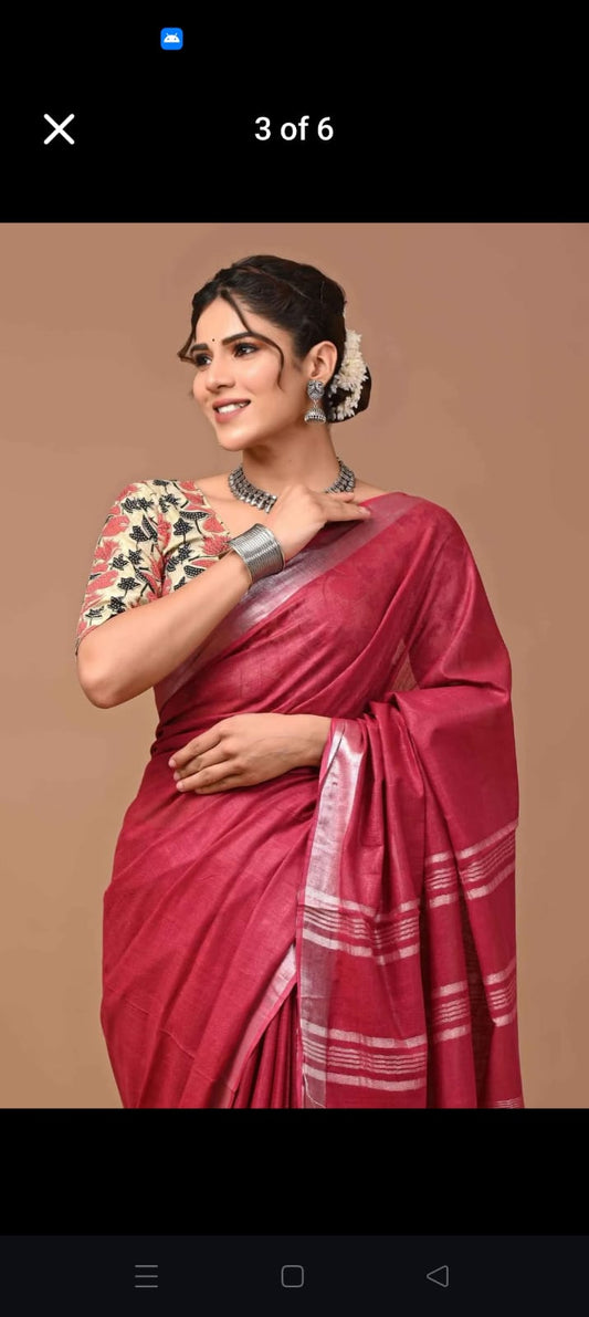 Plain Dye Silk Blended Saree