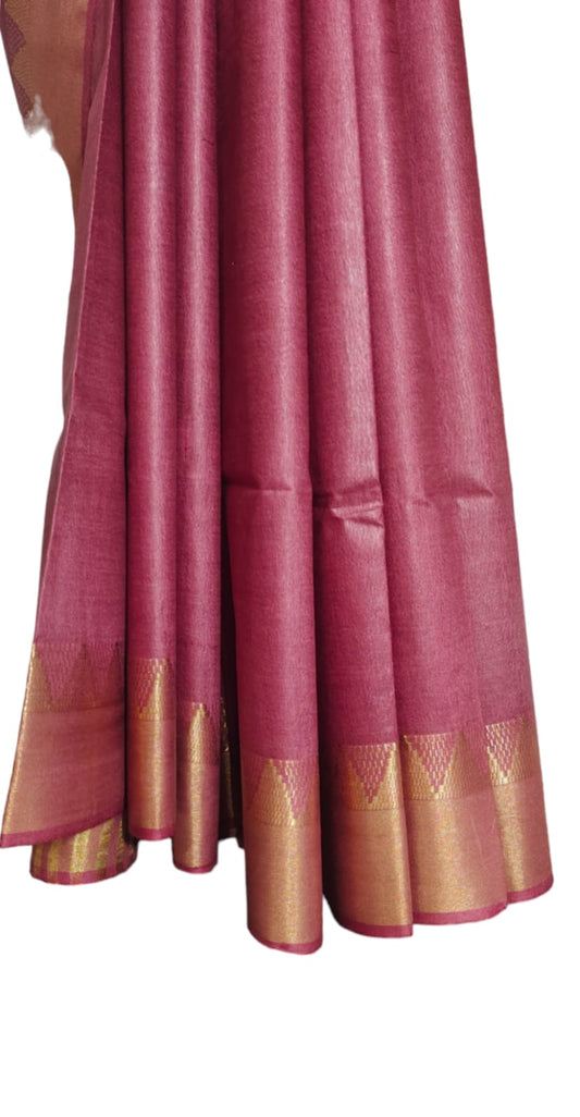 Temple Border Silk Blended Saree