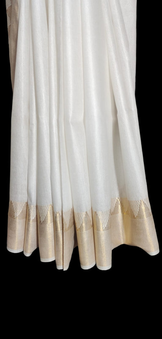 Temple Border Silk Blended Saree