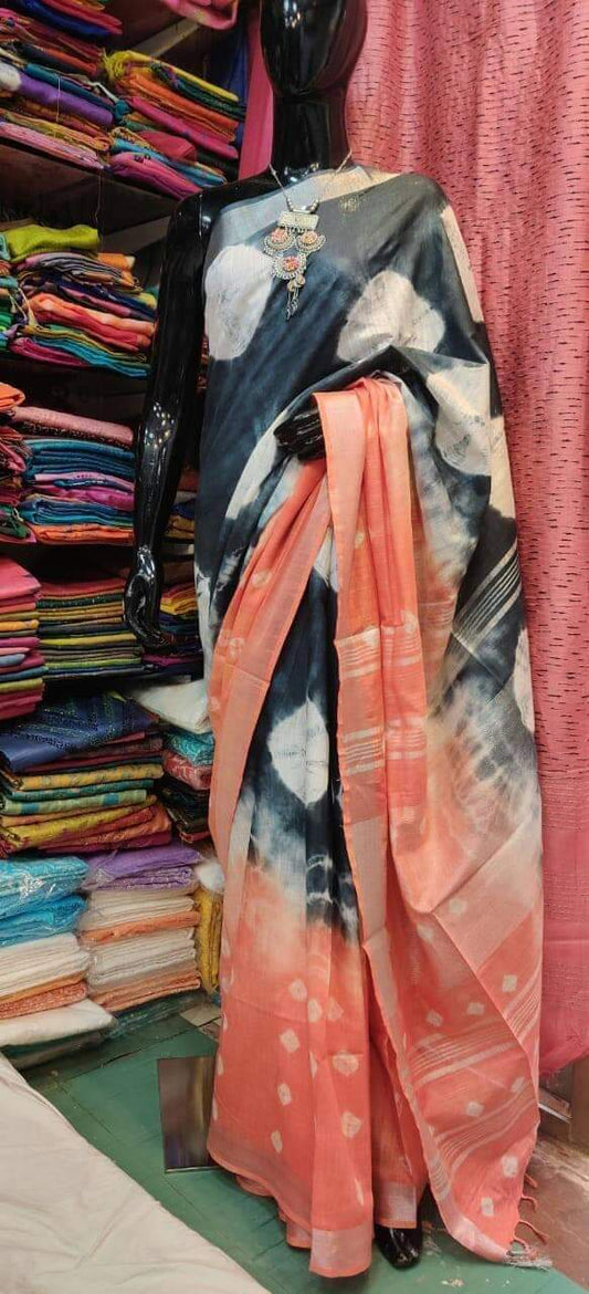 Handcrafted Shibori & Bandhani Technique Saree