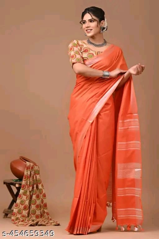 Plain Dye Silk Blended Saree