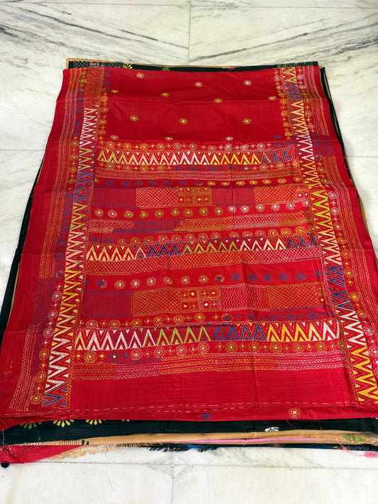 Lambani Hand Crafted Kantha Stitch Saree