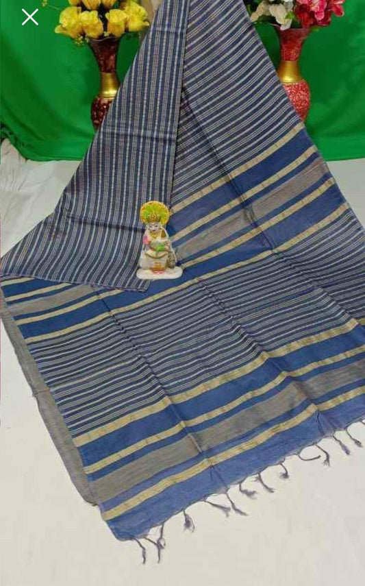 Stripe Checks Silk Blended Saree