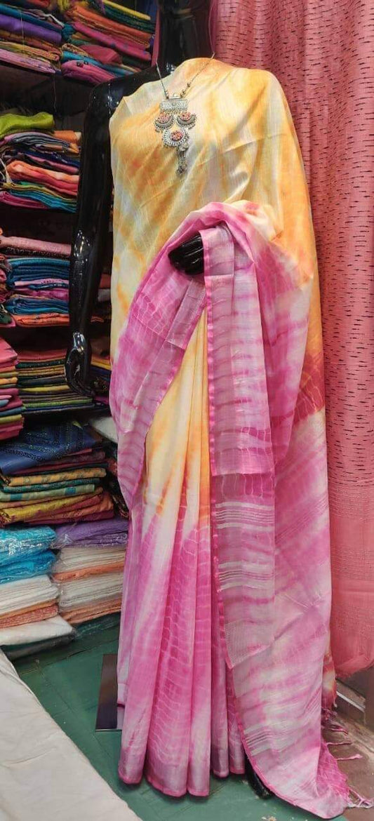 Handcrafted Shibori & Bandhani Technique Saree