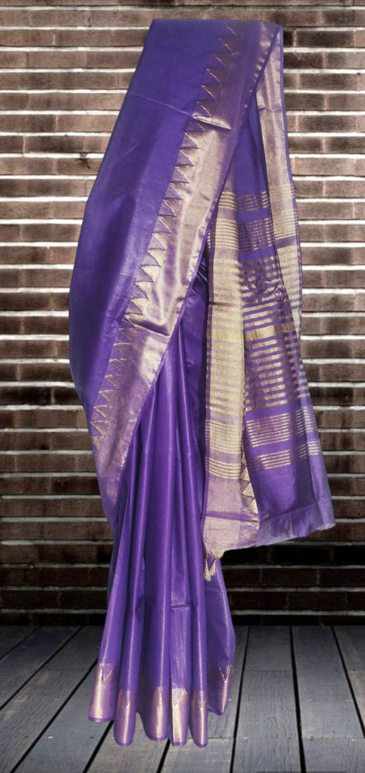 Temple Border Silk Blended Saree
