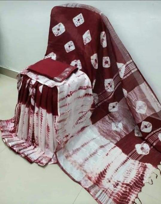 Handcrafted Shibori & Bandhani Technique Saree