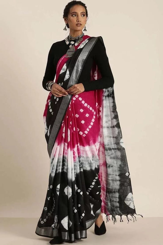 Handcrafted Shibori & Bandhani Technique Saree