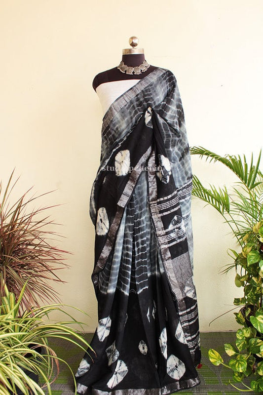 Handcrafted Shibori & Bandhani Technique Saree