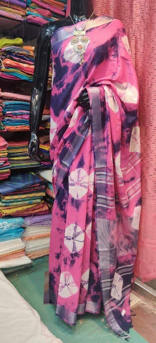 Handcrafted Shibori & Bandhani Technique Saree