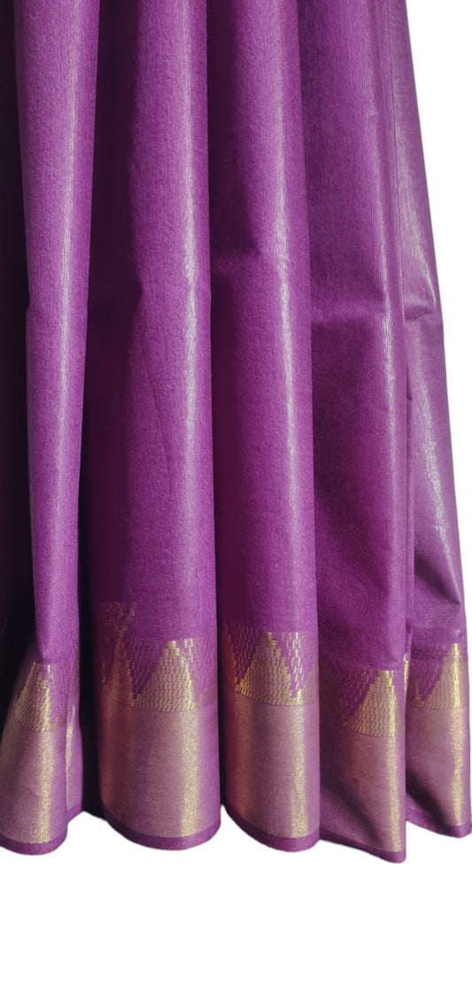 Temple Border Silk Blended Saree