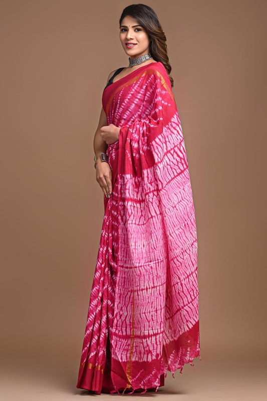 Assam Silk Saree with Hand Block Printing Craft