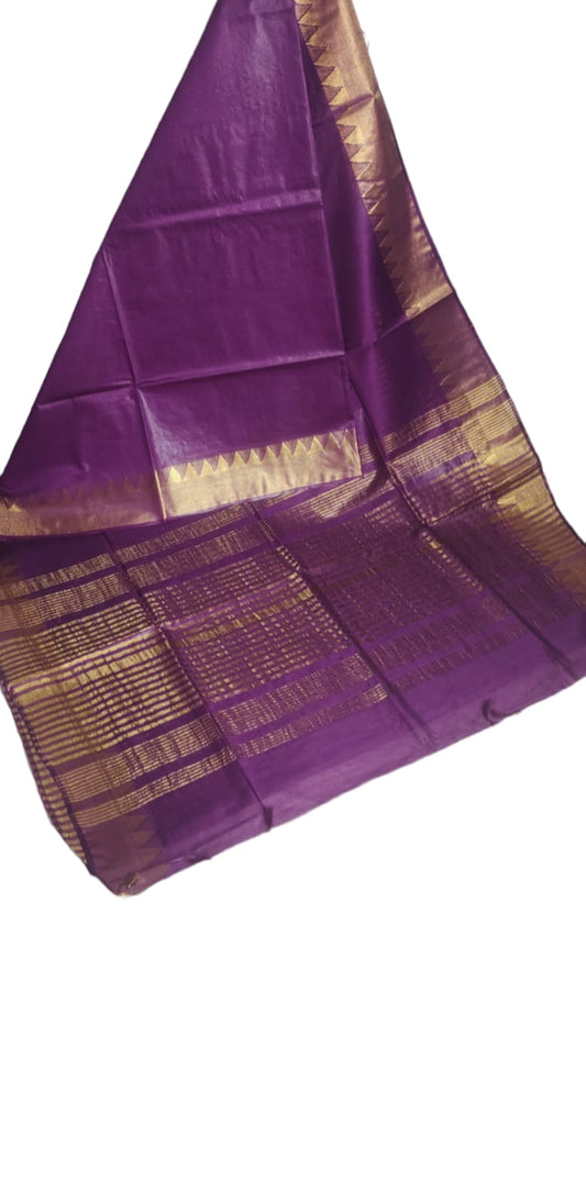 Temple Border Silk Blended Saree