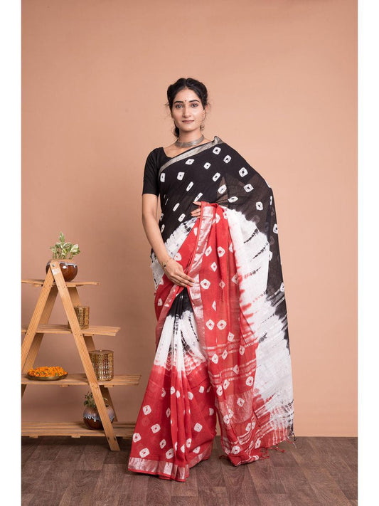 Handcrafted Shibori & Bandhani Technique Saree