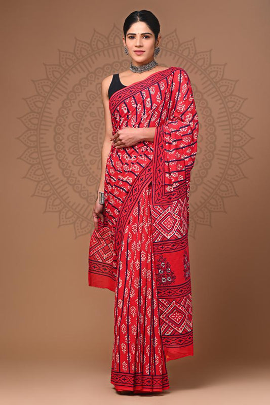 Hand Block Printing Saree with Miscellaneous Dyes