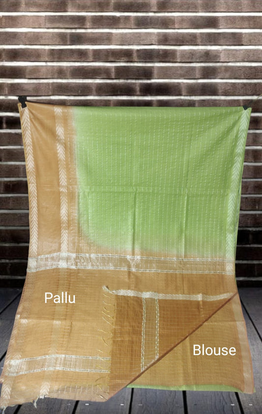 Mini Checks Kota Silk Saree With Hand Shibori