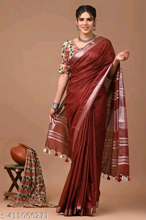 Plain Dye Silk Blended Saree