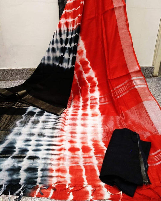 Handcrafted Shibori & Bandhani Technique Saree
