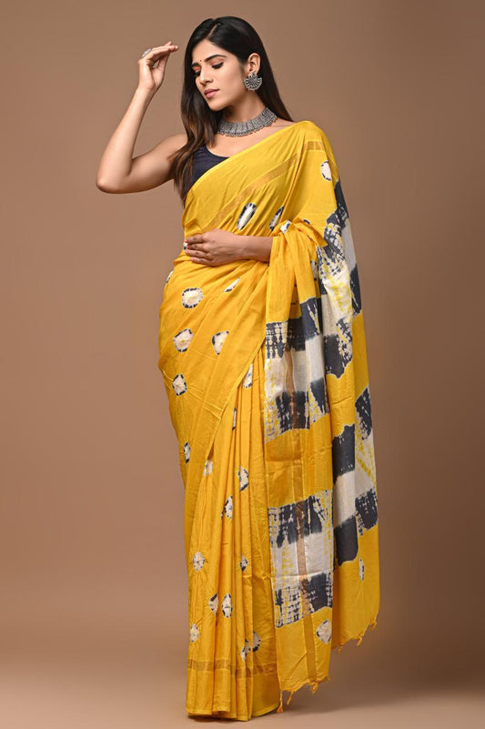 Assam Silk Saree with Hand Block Printing Craft