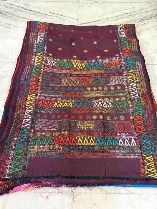 Lambani Hand Crafted Kantha Stitch Saree