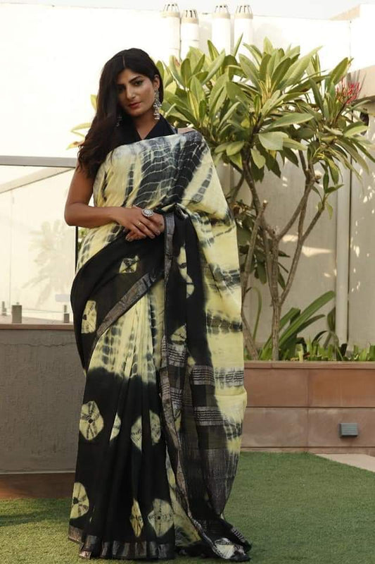 Handcrafted Shibori & Bandhani Technique Saree