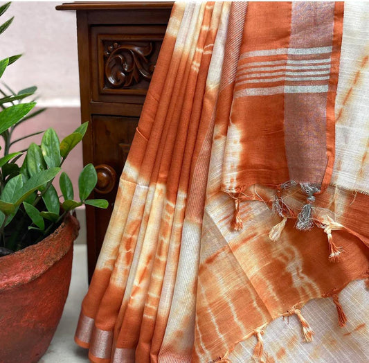 Handcrafted Shibori & Bandhani Technique Saree